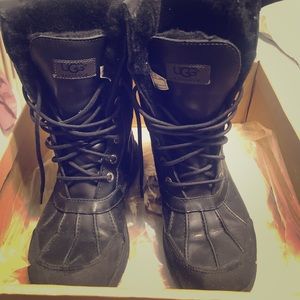 Men's Black UGG Fur boots size 10